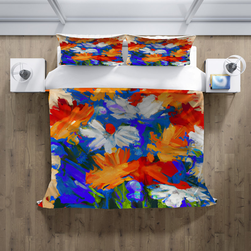 Polyester Floral Duvet Cover, Queen Duvet Cover + 2 Queen Shams