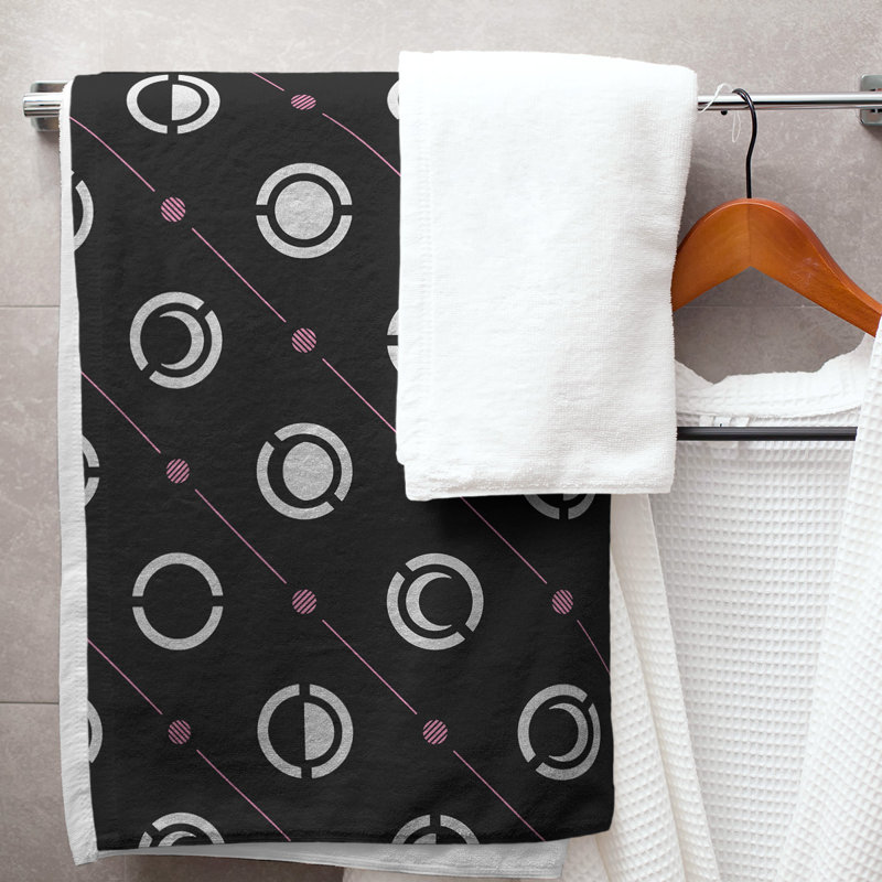 Serviette de bain Classic, Noir / gris / rose