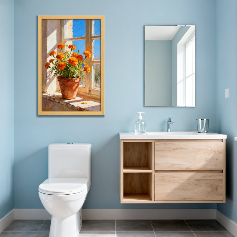 Plantes et fleurs, fleurs de souci dans un pot en terre cuite, H 24 po x l 16 po, Toile tendue, Ne s’applique pas