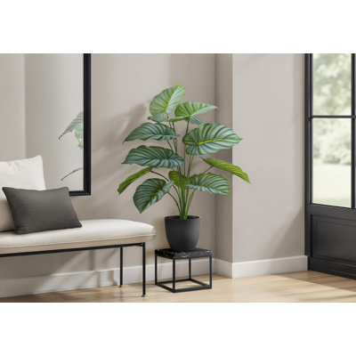 Plante artificielle, 24 po de haut, Calathea, intérieur, faux, faux, table, verdure, pot, touche réelle, décoratif, feuilles vertes, pot