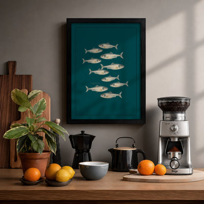 Nine Fish Study Minimalist - Framed Print