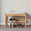 Banc à chaussures Mid-Century moderne en bois massif avec rangement et coussin à rebond élevé