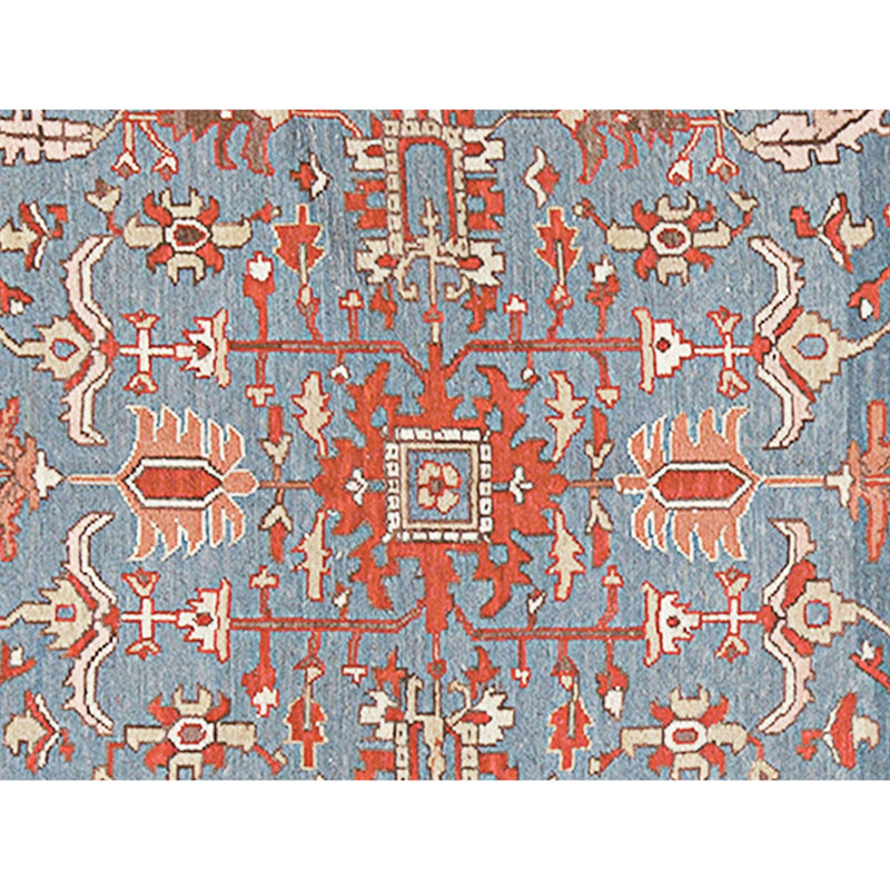 Hand Knotted Wool Area Rug in Green And Red