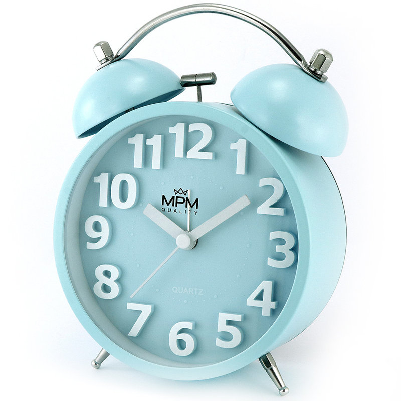 Roman Numeral Metal Mechanical Alarm Tabletop Clock, Blue