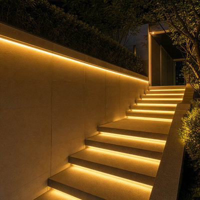 Yescom 10-rail commercial 1 pi à DEL 7 x 10 mm pour lumières de corde au néon blanc chaud Clips de fixation en aluminium pour l'intérieur et l'extérieur