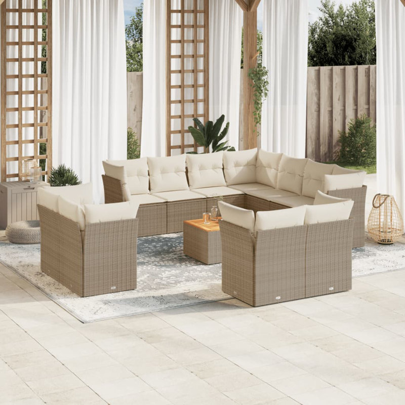  Garden Sofa Set Beige, Brown, Cream White