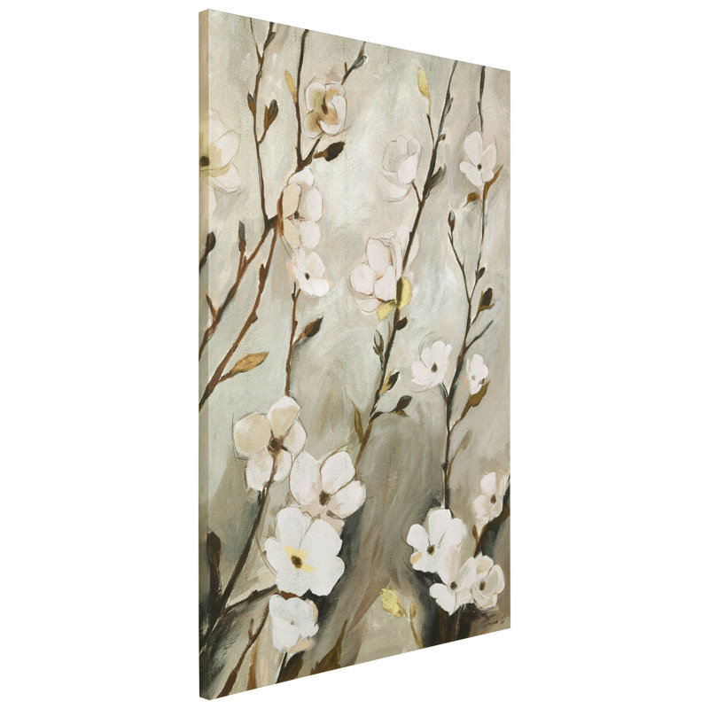 «Blossoming Tranquility», art mural en toile chagrin doré