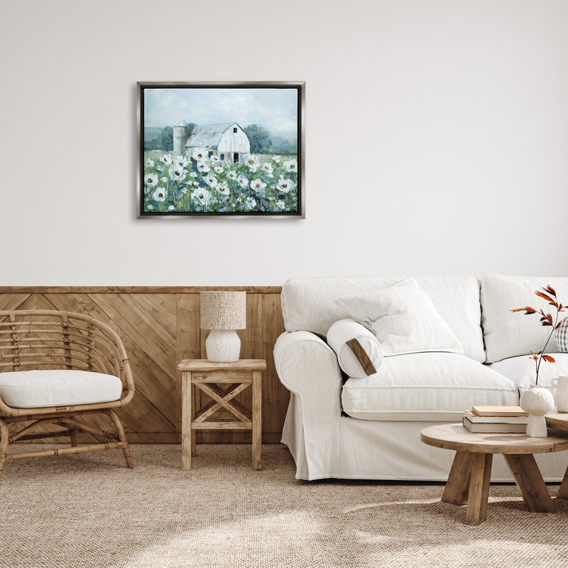 «Country Anemone Flower Meadow» par Sally Swatland - peinture sur toile, H 25 po x l 31 po x P 1,7 po