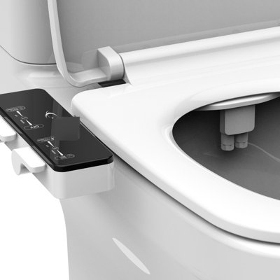 Bidet de toilette à écran tactile en blanc avec double jet et autonettoyant - Lavage avant à l'arrière, contrôle de l'eau, tuyau adaptateur facile à assembler inclus, profondeur de produit de 17 pouces