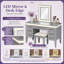 Coiffeuse Maryanna avec miroir DEL, 7 tiroirs et tabouret rembourré-218647198