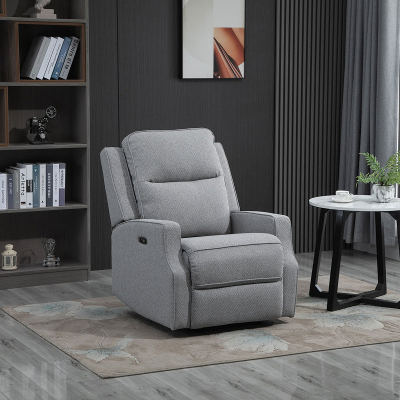 Fauteuil inclinable de cinéma maison 33 po Nicasio, Polyester gris