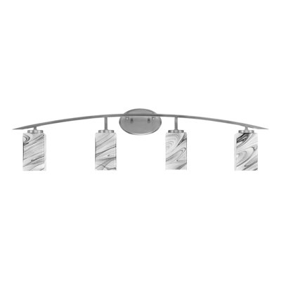 Kurve 4 Light Bath Bar With 3.5" Square Onyx Swirl Glass
