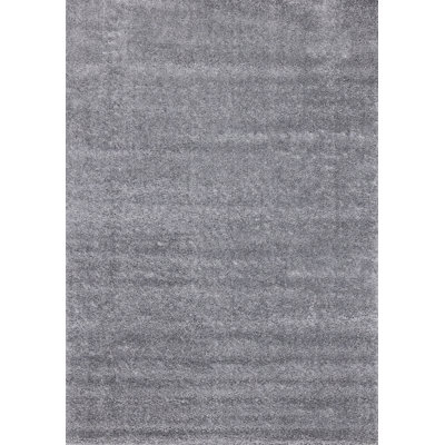 Tapis à poil long gris en polypropylène résistant aux taches