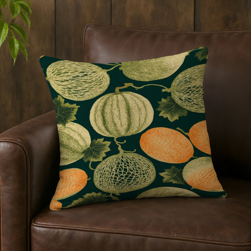 Indoor and Outdoor Throw Pillow, Square 16", Charentais Melon