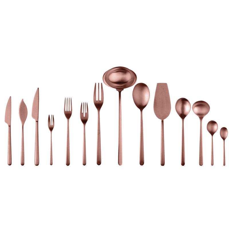 Linea Flatware Set (Configuration S) - 113 Pieces - Bronze, Bronze