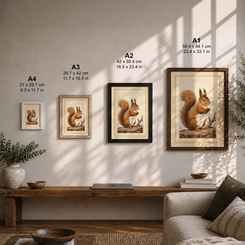 Red Squirrel Portrait Boho - Print, Unframed, A2 - 59.4 x 42.0 cm