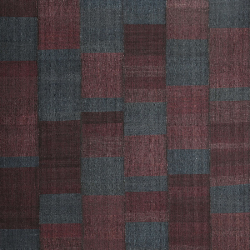 Tapis brun/bleu zone contemporaine, Carré 6 pi