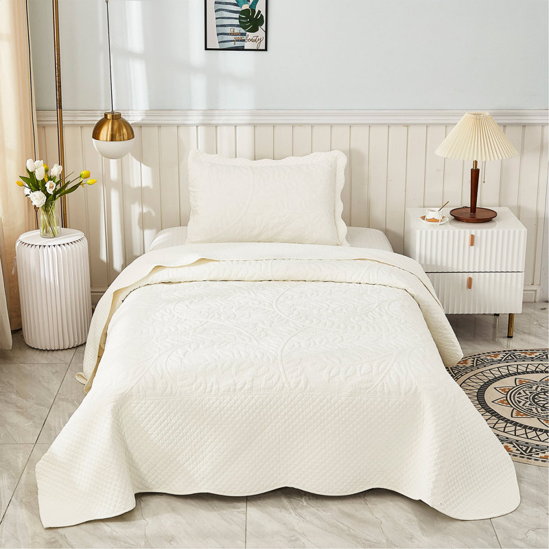 Cotton Quilt, Natural Beige, Twin Quilt + 1 Twin Sham