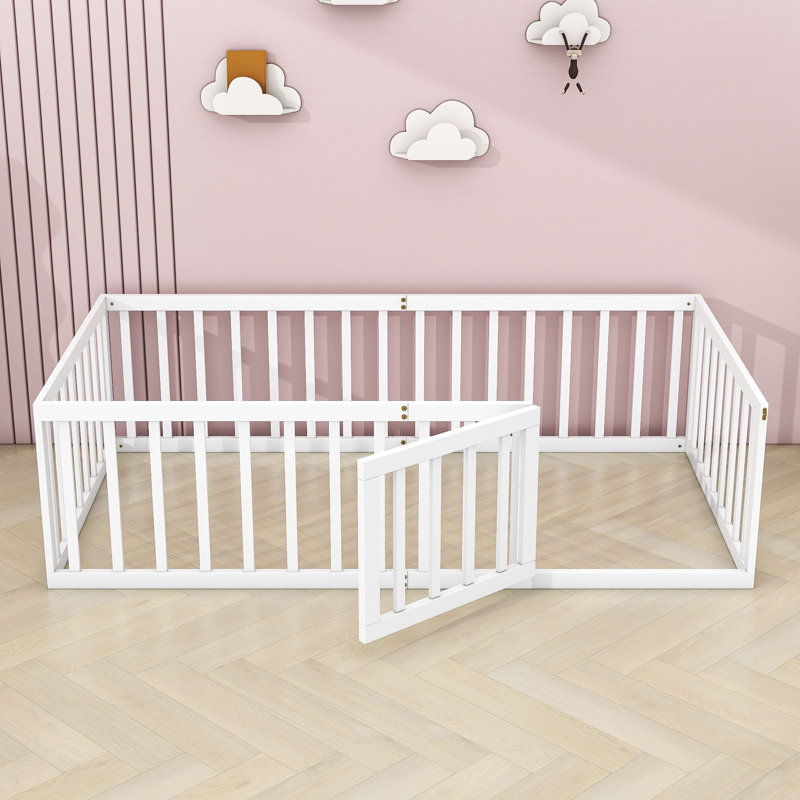 Hendrelino Wooden Daybed Frame with Guardrail, White, Twin