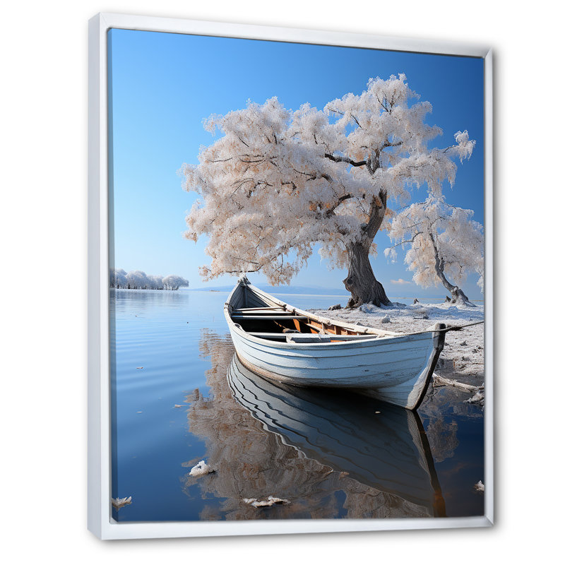Benfeito White Lake Silent Waters II, reproduction d'art sur toile, H 20 po x l 12 po x P 1 po, Cadre blanc