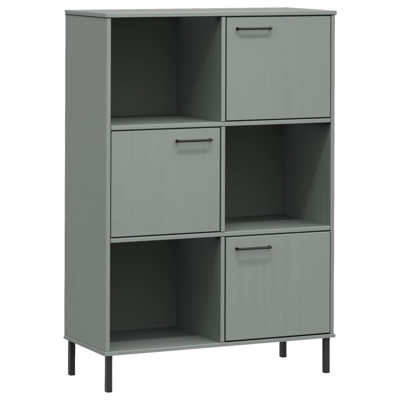 Aatifa 128.5cm H x 90cm W Solid Wood Cube Bookcase, Grey