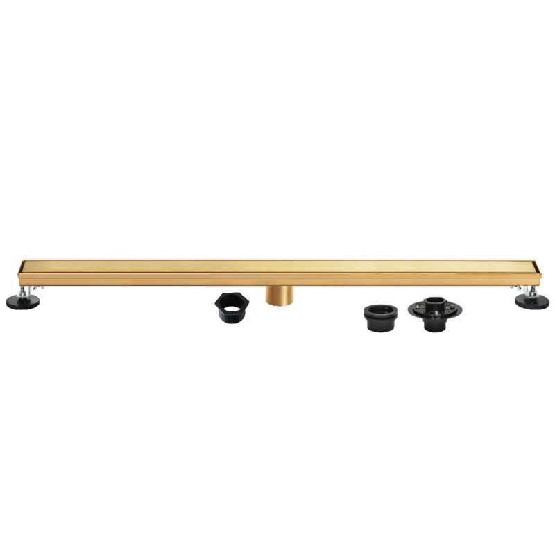 Kingston Brass Watercourse 72-Inch Stainless Steel Linear Shower Drain With Flange And Hair Trap, Brushed Brass