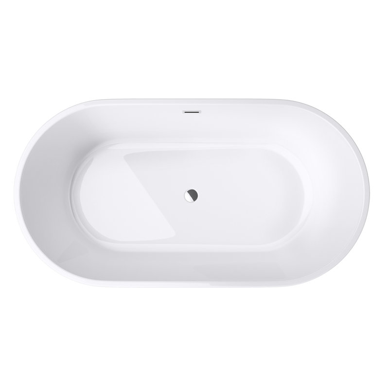 Baignoire de trempage autoportante en acrylique 59 po. X 31,1 po., Blanc