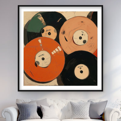 Vinyle - Reproduction matelassée encadrée musicale noire pour la décoration intérieure
