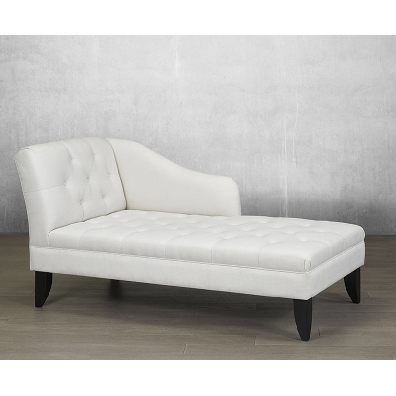 Chaise longue capitonnée en cuir véritable à un accoudoir, Orienté à gauche (vu de face), Velours sable