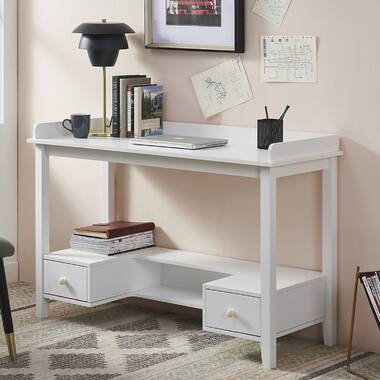 kungreatbig Computer Desk With Two Drawers And A Footrest-White