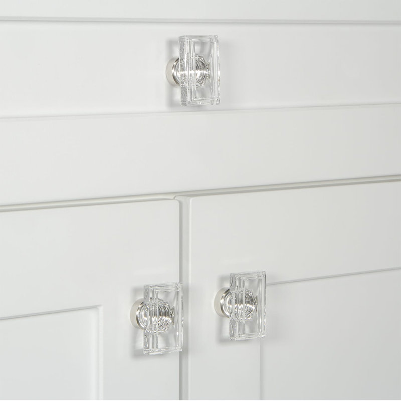Carré Rectangular Cabinet Knob, Polished Nickel