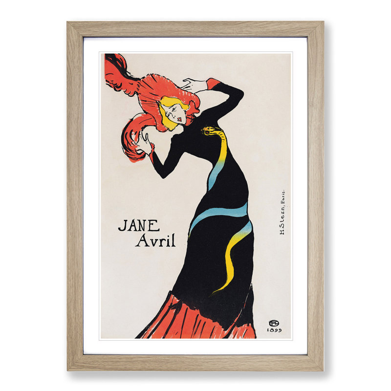 Jane Avril Vol.1 by Henri De Toulouse-Lautrec - Picture Frame Painting, Oak, 36cm H x 27cm W x 2cm D