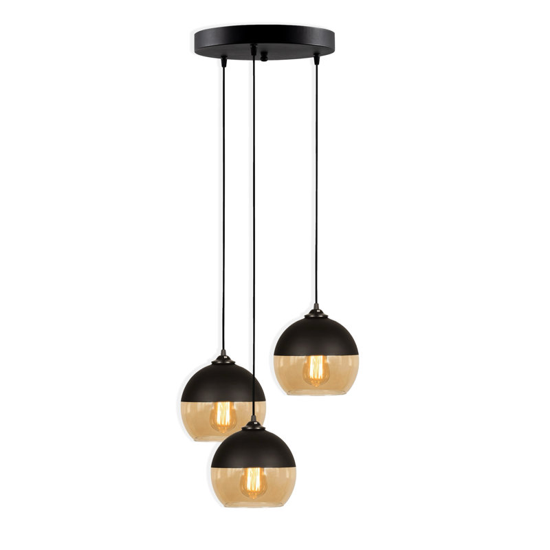 Adjustable Height 3-Lights Metal Body Cluster Pendant