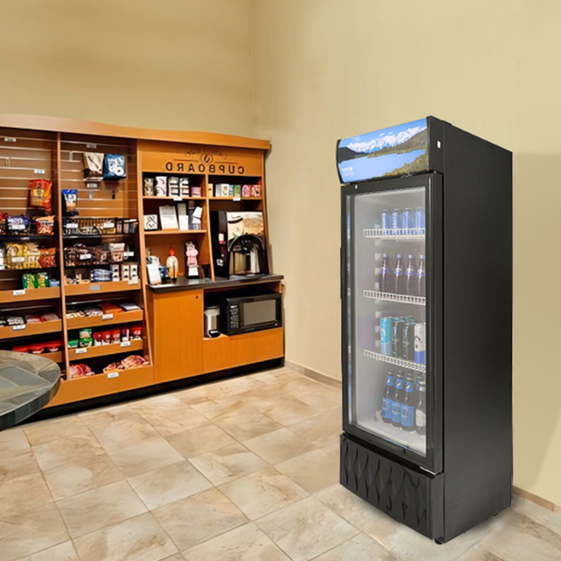 Black 6.8 Cu.Ft Glass Door Beverage Refrigerator with Adjustable Shelves