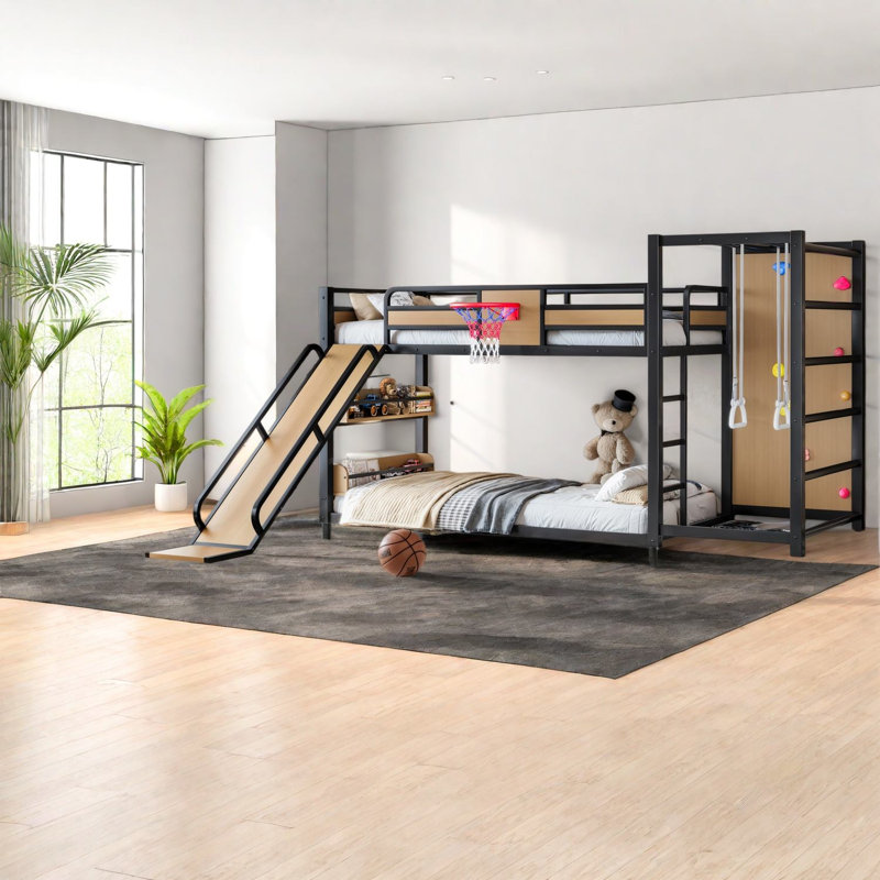 Lits multifonctionnels avec rangement, mezzanine moderne en bois aggloméré pour chambre d'enfant