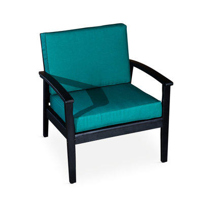 Chaise profonde avec siège en eucalyptus et coussins foncés