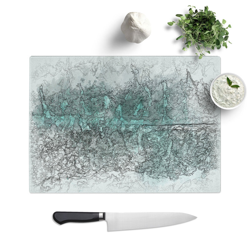 Tempered Glass Wave in the Maldives Sketch Chopping Board, 20 cm x 28.5 cm