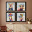 «Groovy Pig and Sky», ensemble de 4 peintures sur toile encadrées-60147936-60147937