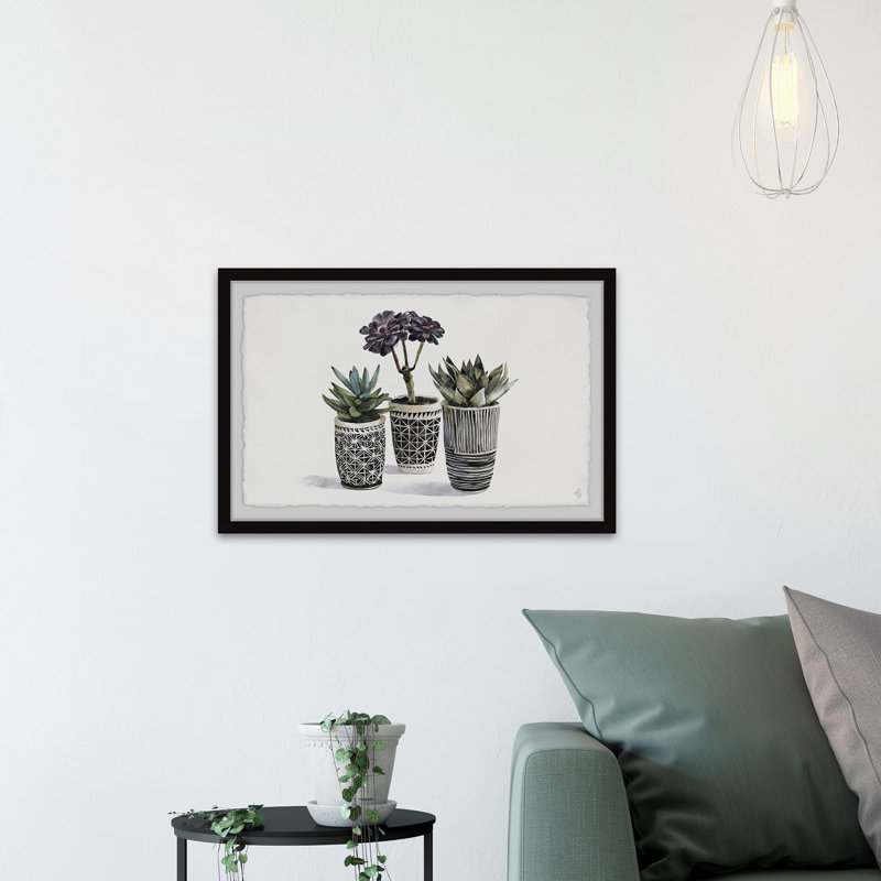 «Cacti Pots», reproduction encadrée, H 24 po x l 36 po x P 1,5 po