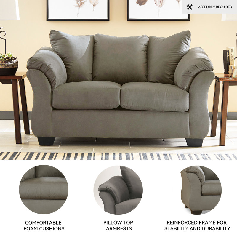 Darcy Pillow Top Arm Sofa, Cobblestone, 37" H x 67" W x 39" D