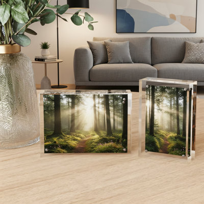 2-Pack 5X7 Inch Acrylic Photo Frames, 20Mm Thickened Frameless Transparent, Double-Sided Magnetic, Independent Desktop Placement