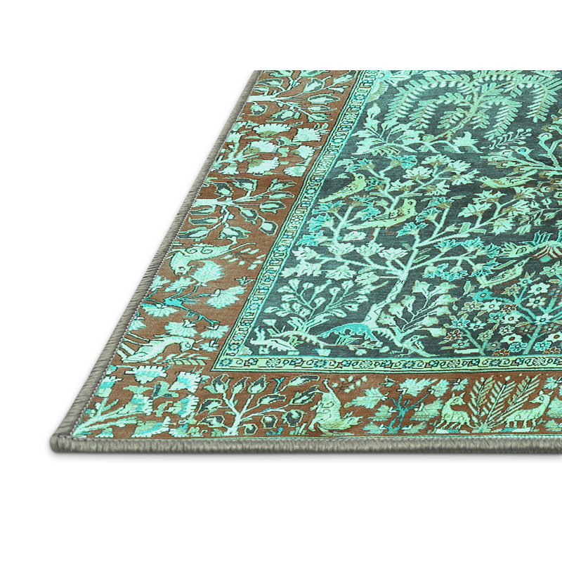 Tapis vert tissé à la machine / tissé à la machine, Rectangle 2 pi x 3 pi
