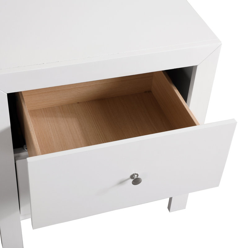 Table de chevet transitionnelle blanche élégante