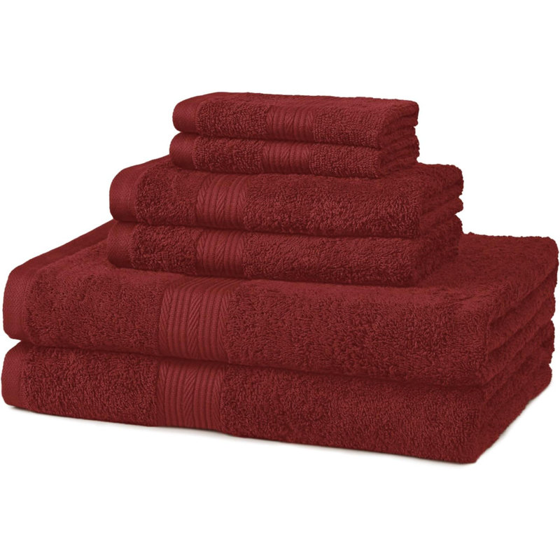 Soft Bath Towels Set Absorbent Fade Resistant  Cotton Washcloths 6 Pieces  Perfect Face Towels Fingertip Towels Crimson
