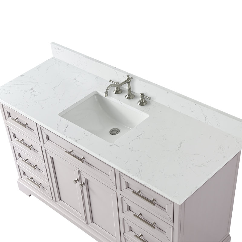 Thompson 60" W Single Bathroom Vanity, Taupe/Brushed Nickel