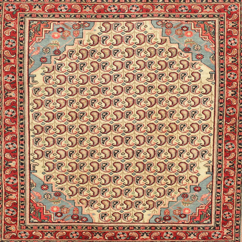 Tapis décoratif beige à motif cachemire Hope, Carré 7 pi