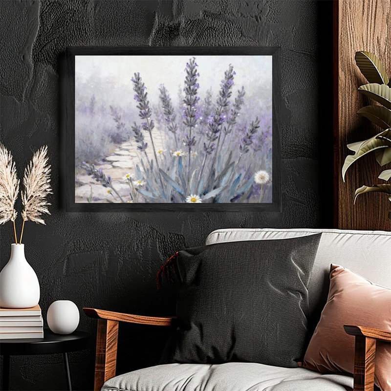 «Black Dreamy Lavender Blossom», impression sur toile, paysage floral mauve serein, H 9 po x l 11 po