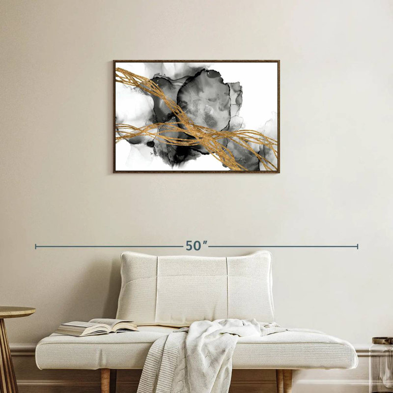 Matrice ondulée I, Cadre flottant en noyer, 31 po x 21 po