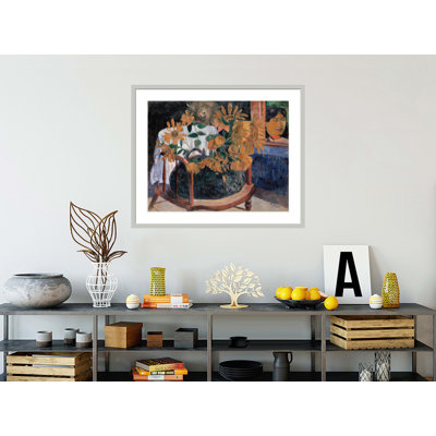«Still Life with Sunflowers on a Fauteuil» par Paul Gauguin - Reproduction giclée encadrée