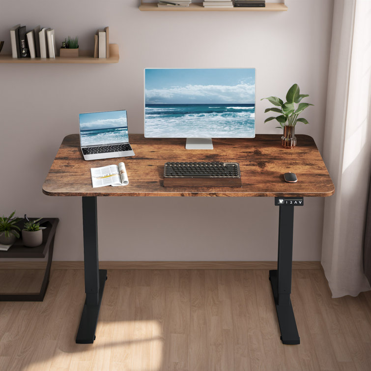 FEZIBO Standing Desk | Electric Height Adjustable Ergonomic Standing Desk for Home Office Study Gaming - Rustic